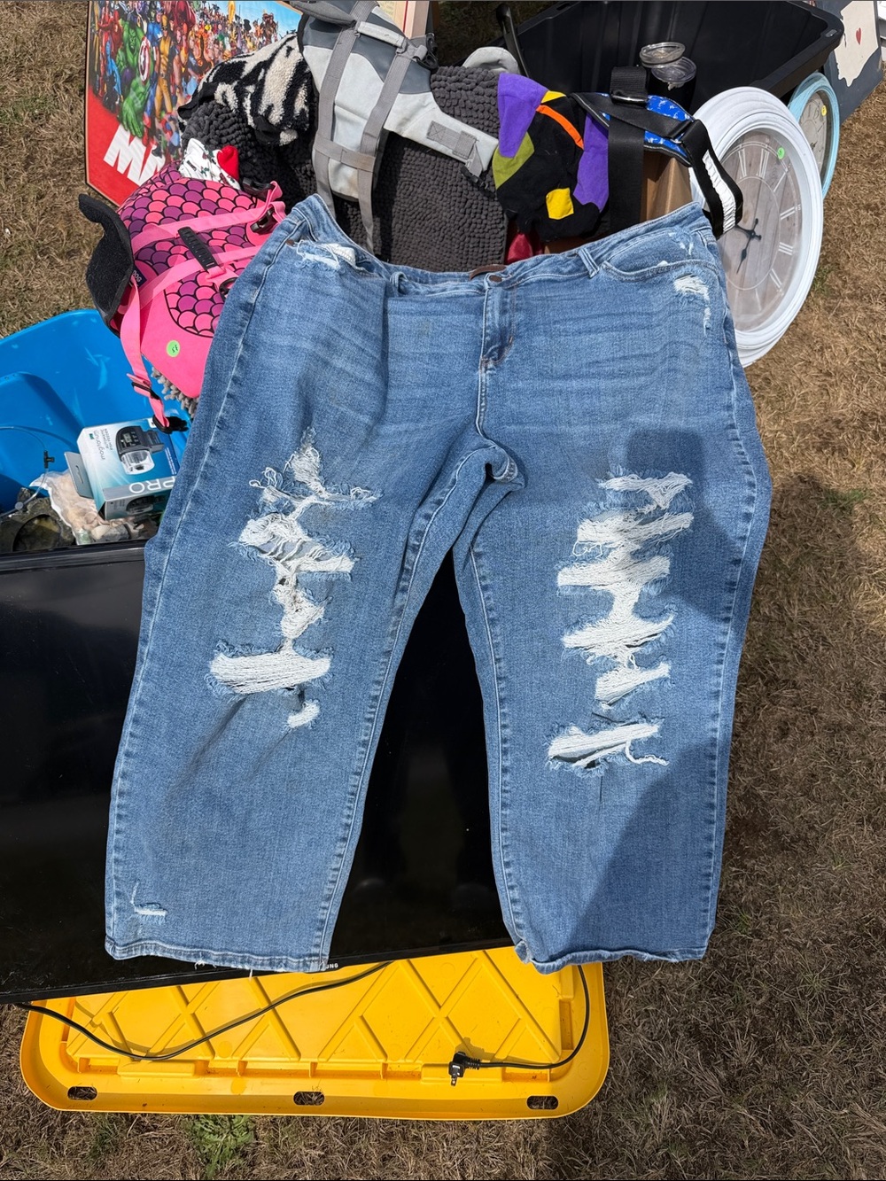 Judy Blue Light Blue Distressed wide leg Jeans